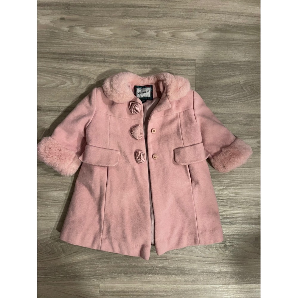 Vintage Rothchild 18 month girls wool pink coat faux fur old money